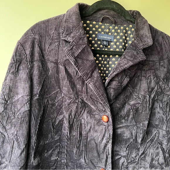 Land’s End Women's Purple Corduroy Blazer Jacket with elbow patches size 14-16 - Picture 3 of 11